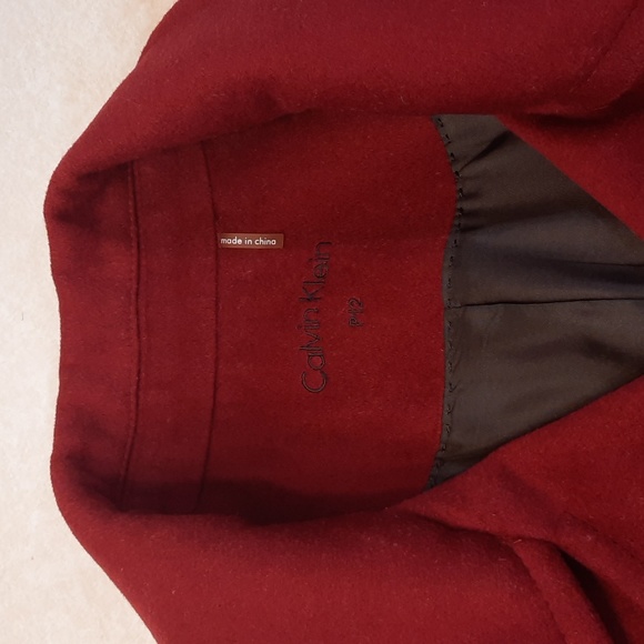 Calvin Klein dark red wool/cashmere/nylon winter coat peacoat 12P - Picture 5 of 9